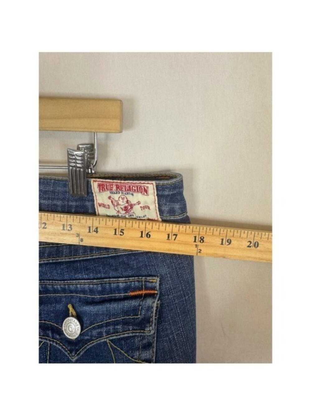 True Religion Straight Leg Jeans Blue Wash Low Rise Women 32X32  USA 10572 - Picture 11 of 12
